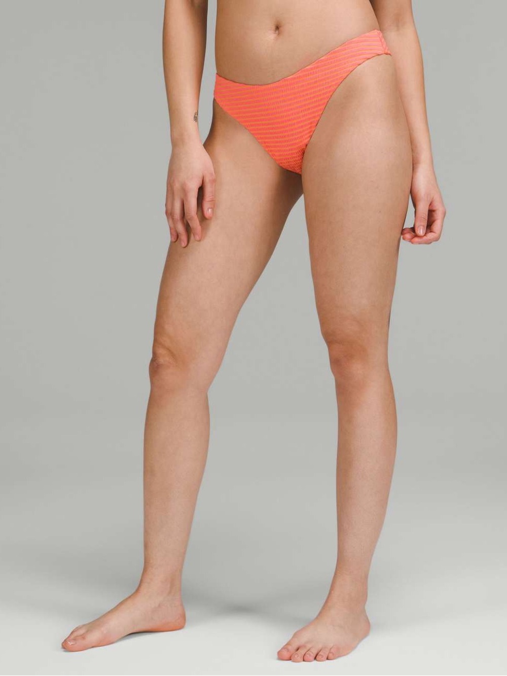 NWT Lululemon smocked skimpy swim bottoms peach orange size 10
